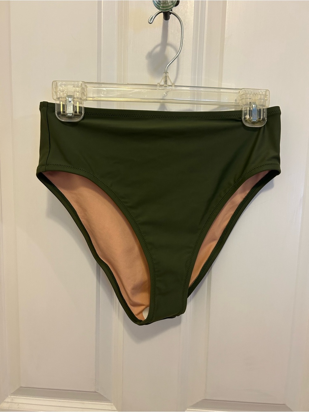 J. Crew Olive Green Bikini Bottoms with Peach Lining